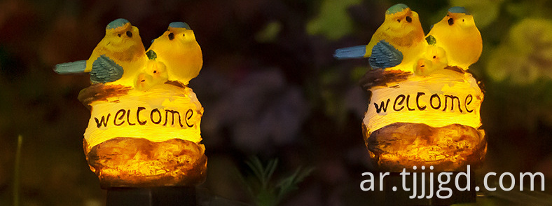 Solar Dual Bird Resin Ground Plug In Lamp